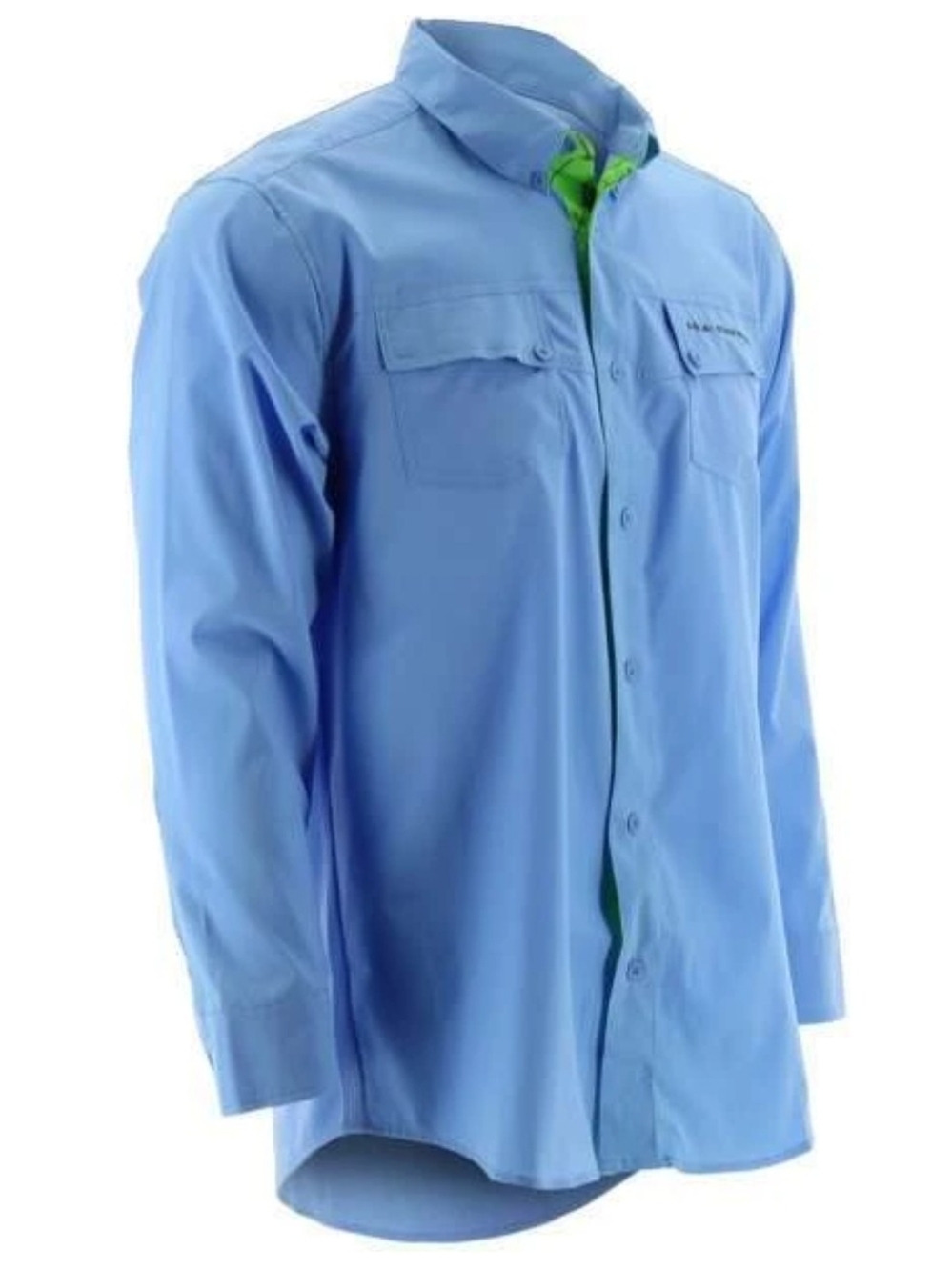 Huk Light Blue Button-Front Shirt Jacket with Green Trim